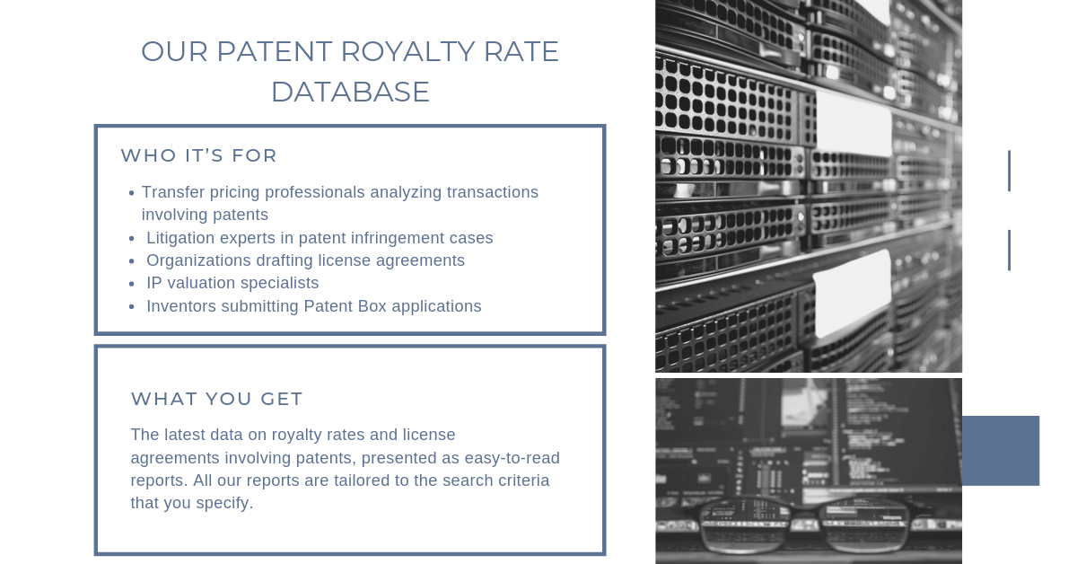 Our patent royalty rate database